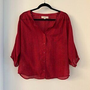 Loft Magenta Pink Cheetah Print Lightweight Blouse Size S